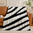 thumbnail image 2 of Abstract Black White Stripe Flannel Fleece Blanket Modern Pattern Soft Cozy Throw Blanket Sofa Bed Decor SPXUBZ 60"x50", 2 of 5