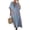 Blue, variant on Dress for Women V-Neck Half Sleeve Striped Patch Pocket Kaftan Maxi Casual Boho Beach Cover Up Dresses Blue L