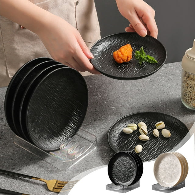 Fufafayo Ensemble de Plateaux de Service à Moins de 5 $, Assiettes de Souper en Plastique avec Support, Plateaux de Fête Réutilisables, Plats à Collation à Compartiments Multiples, Va au Lave-Vaisselle Cuisine Camping Pique-Nique Service des Aliments