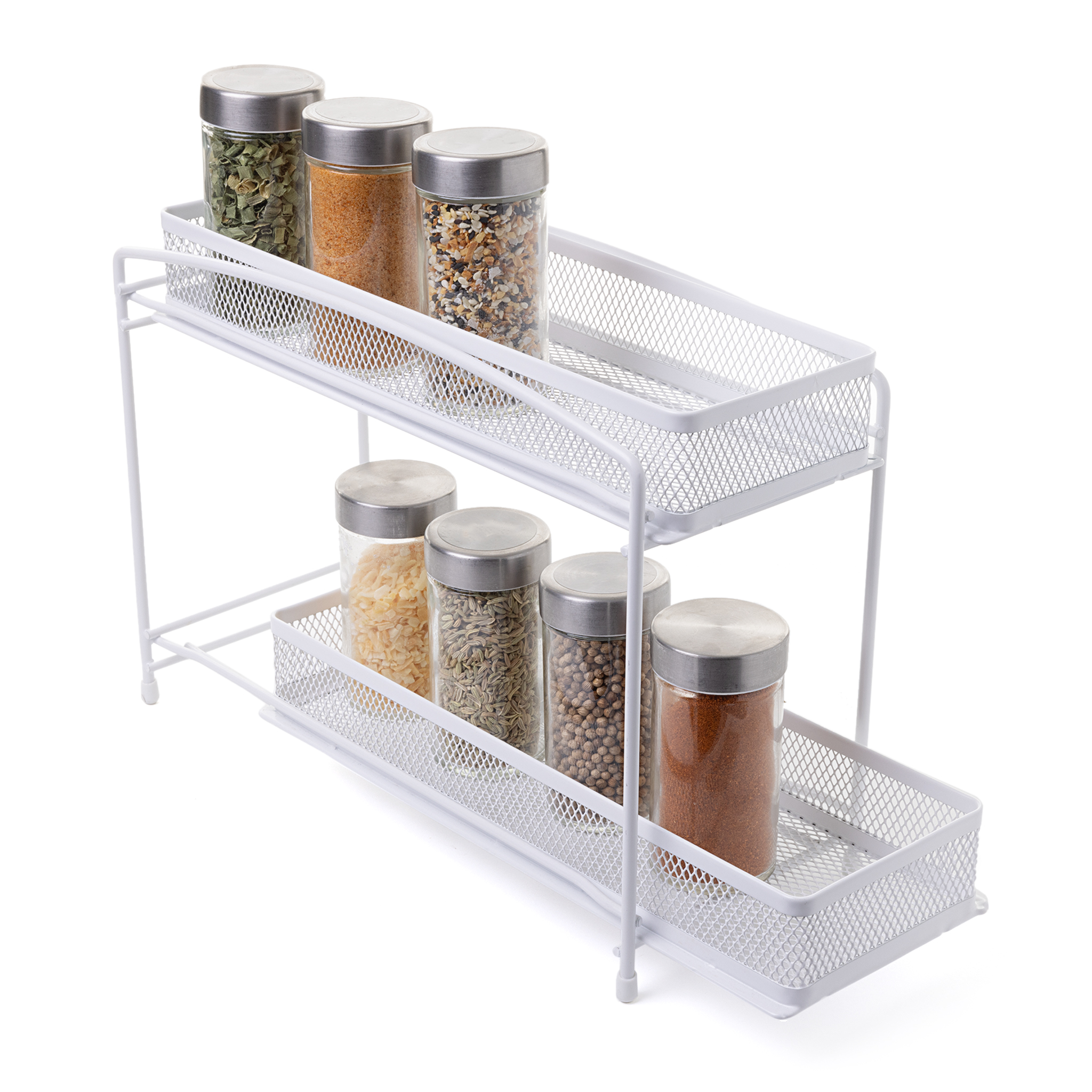 Mainstays 2-Tier Pull-Out Spice Organizer Rack, White photo 3
