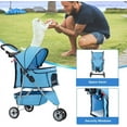 thumbnail image 6 of Favory 3 Wheels Pet Stroller Dog Cat Cage Jogger Stroller for Medium Small Dogs Cats Folding Travel Carrier with Cup Holder, Waterproof Design & Removable Liner, Blue, 6 of 9