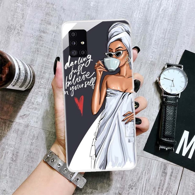 Funda de teléfono de princesa Boss Coffee para Samsung Galaxy A12, A22, A32, A42, A52, A72, A51, A71, 5G, A41, A31, A21, A02S, M12, M21, M31, M30S Fivean unisex