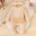 thumbnail image 4 of WOYY Girls Outfits Casual Long Sleeve Romper Jumpsuit Headband Baby Clothes Set, 4 of 4