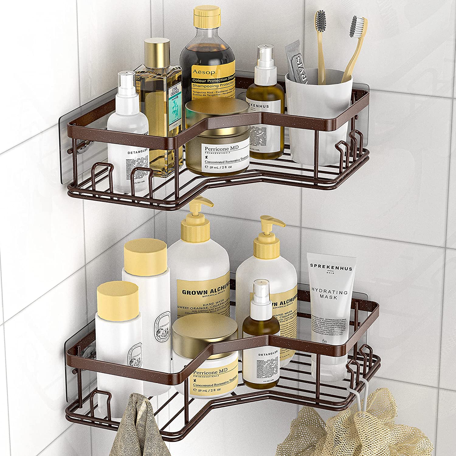 OSLEICorner Shower Caddy, Shower Organizer Corner Shower Shelf with 8