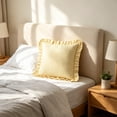 thumbnail image 4 of Ruffled Striped Throw Pillow Cover Soft Yellow White Stripe Decorative Cushion Case and Rectangle Frilled Pillowcase for Living Room Sofa Bed Decor, 4 of 6