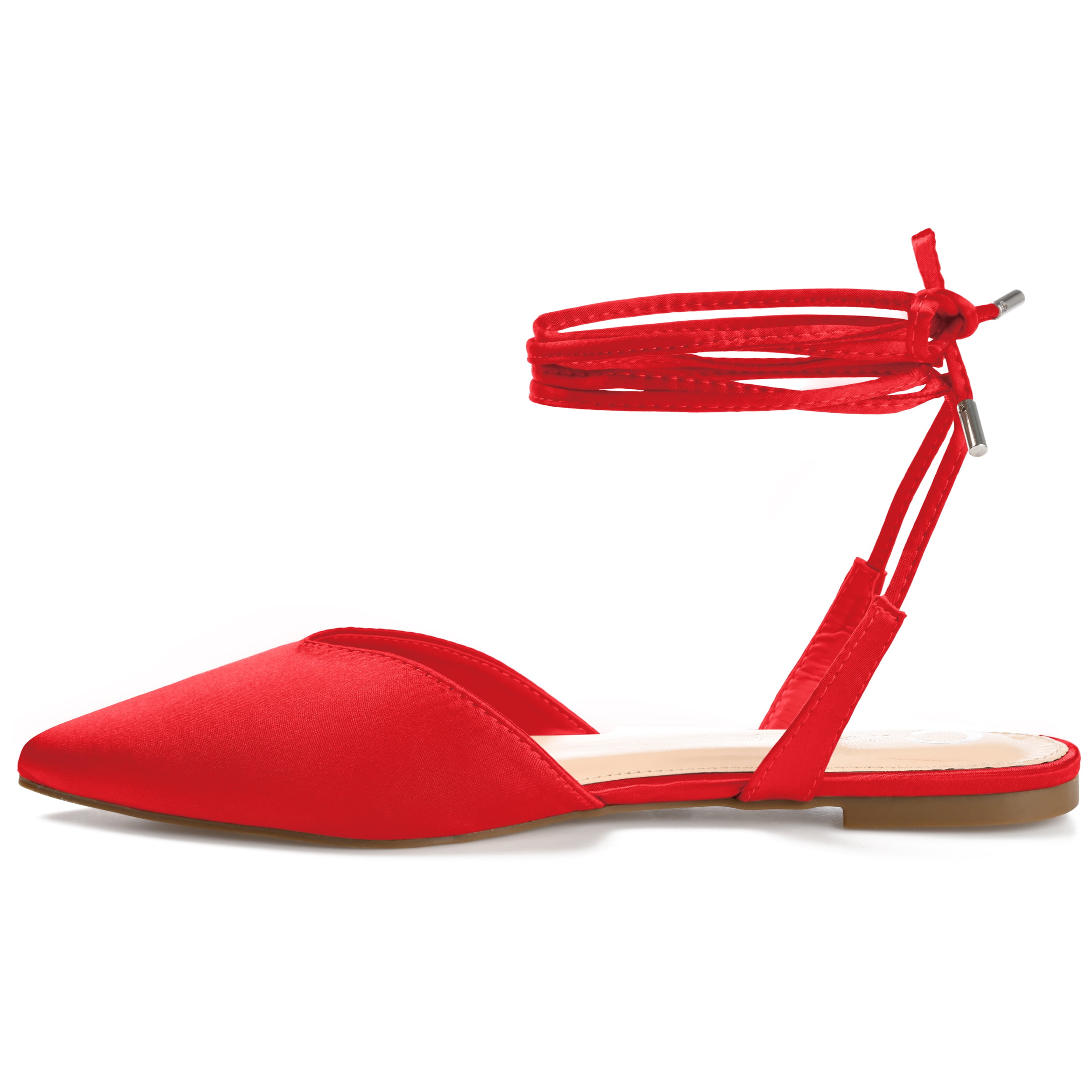 Journee Womens Theia Tie Up Pointed Toe Ballet Flats