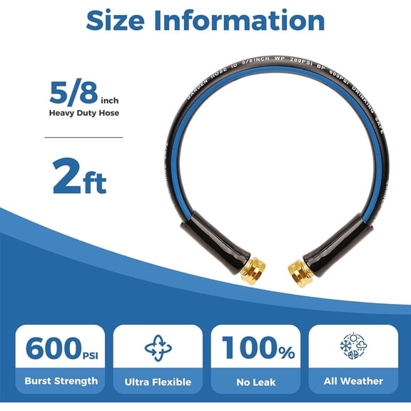 YUYAN-Short Garden Hose 2ft x 5/8" and RV Water Filter 2 Pack with Flexible Hose Protector for RV, Boat, Campsite – Reduces Odors, Bad Taste, Chlorine, Rust