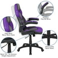 thumbnail image 3 of Flash Furniture X10 Gaming Chair, Racing Style Ergonomic Office Chair, Height Adjustable Swivel Computer Chair with Flip-Up Arms, Purple/Black LeatherSoft, 3 of 13