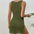 thumbnail image 4 of HBYJLZYG Beach Cover Ups For Women, Bathing Suit Knitted Hollow Out Coverups Bikini Swimsuit Beach Loose Sleeveless Dress, 4 of 5