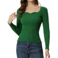 thumbnail image 1 of INSPIRE CHIC Chandail pour Femmes Ajusté à Manches Longues Col Cœur Tricoté m Vert, 1 of 5