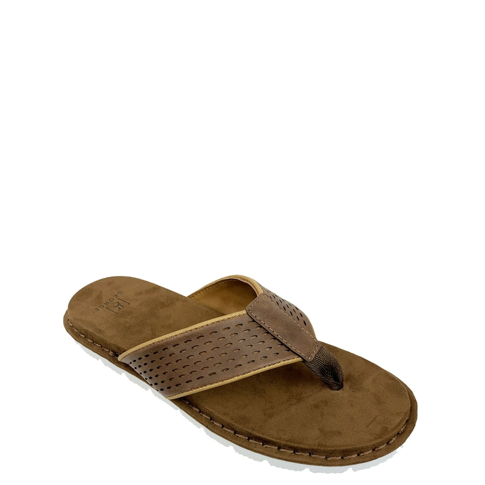 GEORGE - Men's Flip Flop Sandals, Imitation Leather Band, All-Day ...