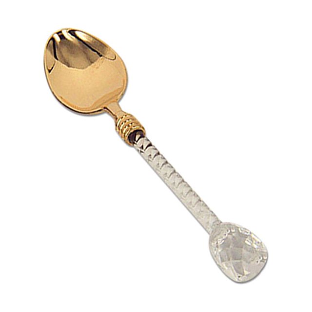 Wosthever Nueva Mini cuchara de café pequeña de cristal de acero inoxidable, cuchara de té de mango largo, cuchara de postre, vajilla de Juegos de servir café y té oro PC 1