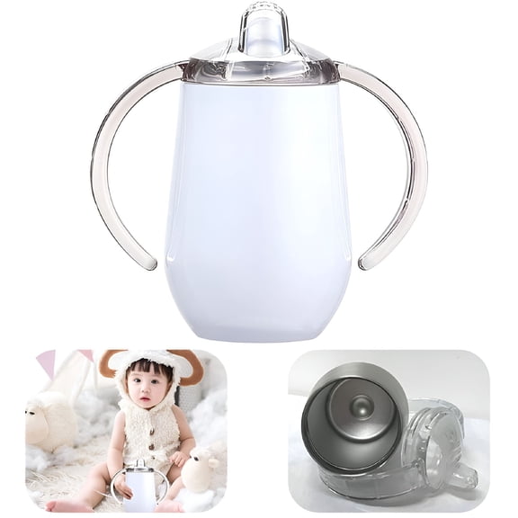 ACDANC 10 oz 304 Stainless Steel Sippy Cup, BPA Free Tumbler Double Wall Vacuum Insulated Children Baby Sippy Cup Mug Tumbler for Water and Milk Bottle with Handle