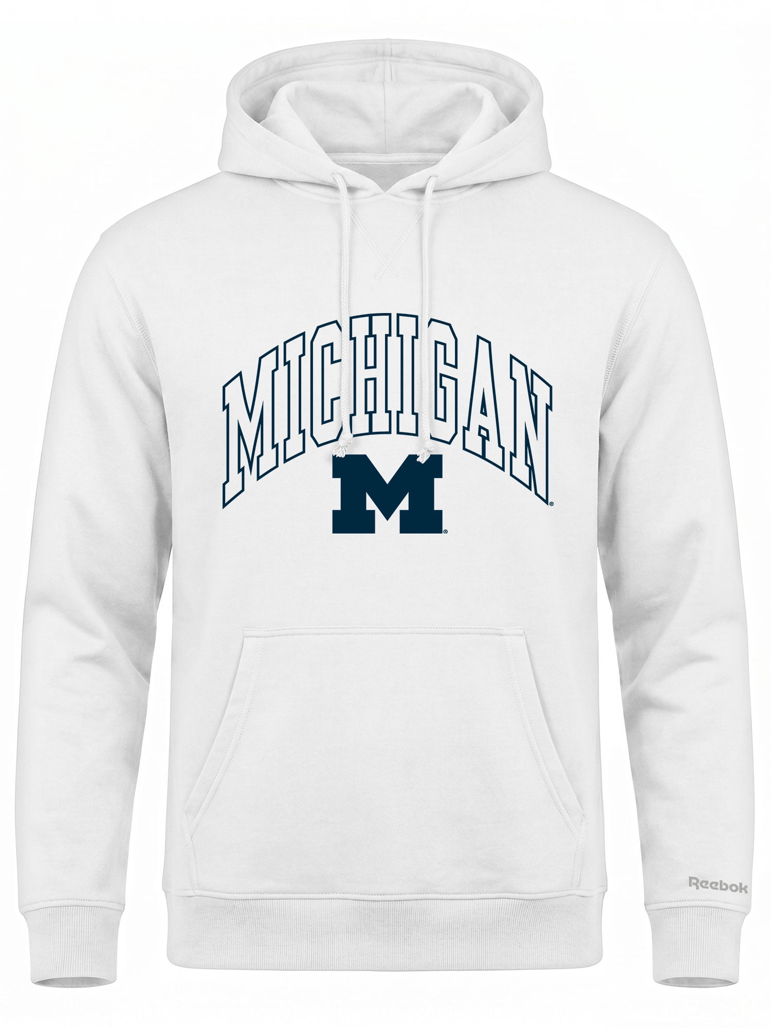 Michigan Wolverines Reebok Mens White Hooded Sweatshirt