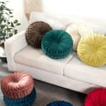 thumbnail image 6 of Velvet 15-Inch Round Decorative Pillow for Couch Décor (Light Yellow), 6 of 7