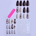 thumbnail image 2 of Uñas postizas adhesivas HPYFOI almendradas con lunares y flores, 24 piezas, 2 of 5
