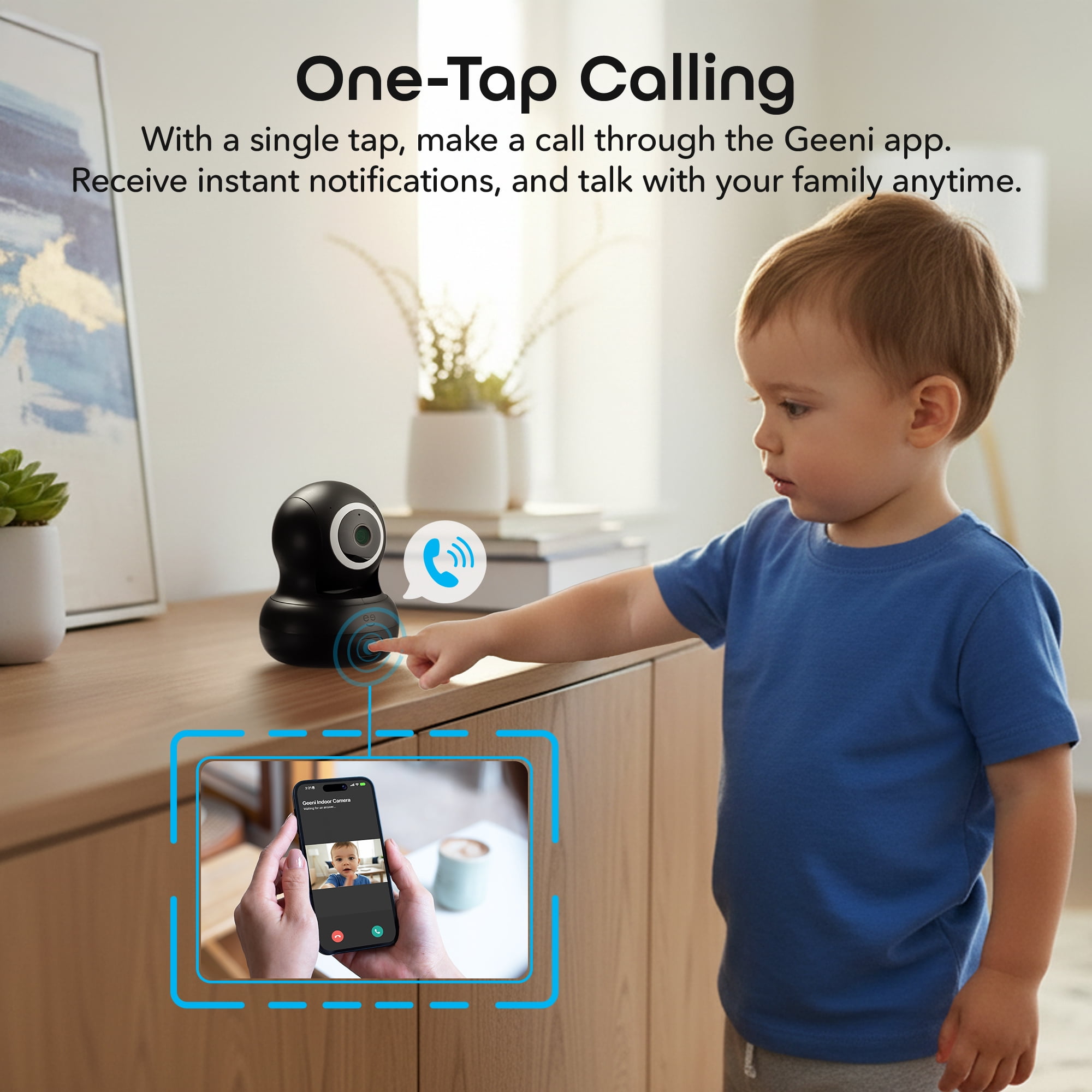 Geeni Sentinel Smart Auto-Follow 2K Surveillance Camera Black, 1 Pack
