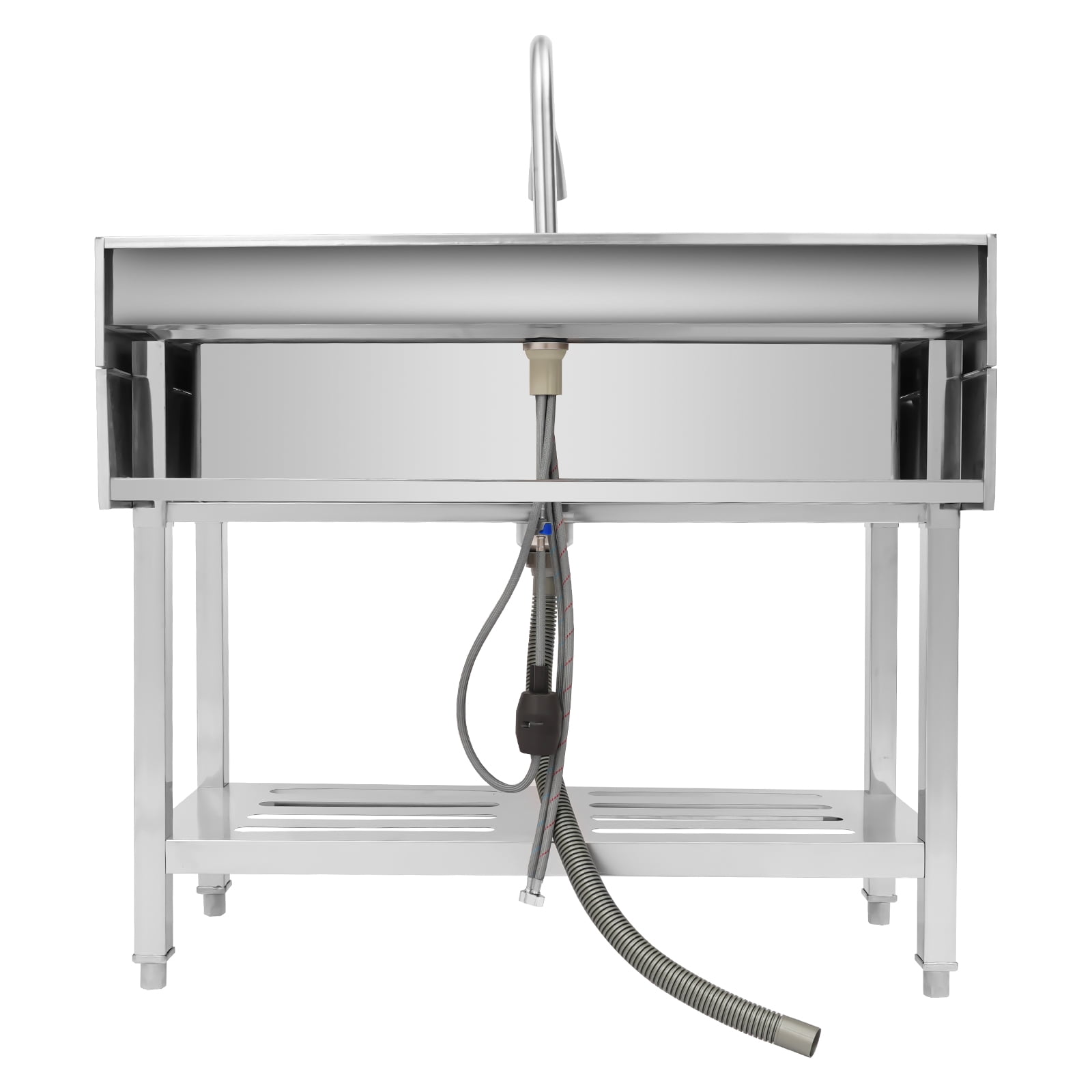 Stainless Steel Utility Sink,Multi-functional ​​Kitchen Sink with Cold and Hot Water Pipe and Faucet, Durable Composite Material,for Laundry Room Kitchen