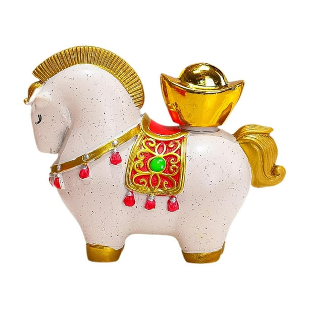 Figura de caballo Mini figura Feng Shui Decoración Regalos Miniatura Caballo de resina moderno Lingote de oro