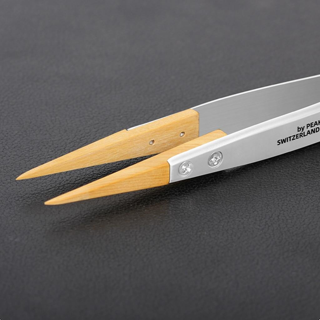 CEORPER Antimagnetic Tweezer With Boxwood Grip For Delicate Instrument Maintenance