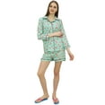 thumbnail image 3 of Bimba Mint Green Button-Down Shirt With Elastic Waist Shorts 2 Pcs Night Set - 10, 3 of 5