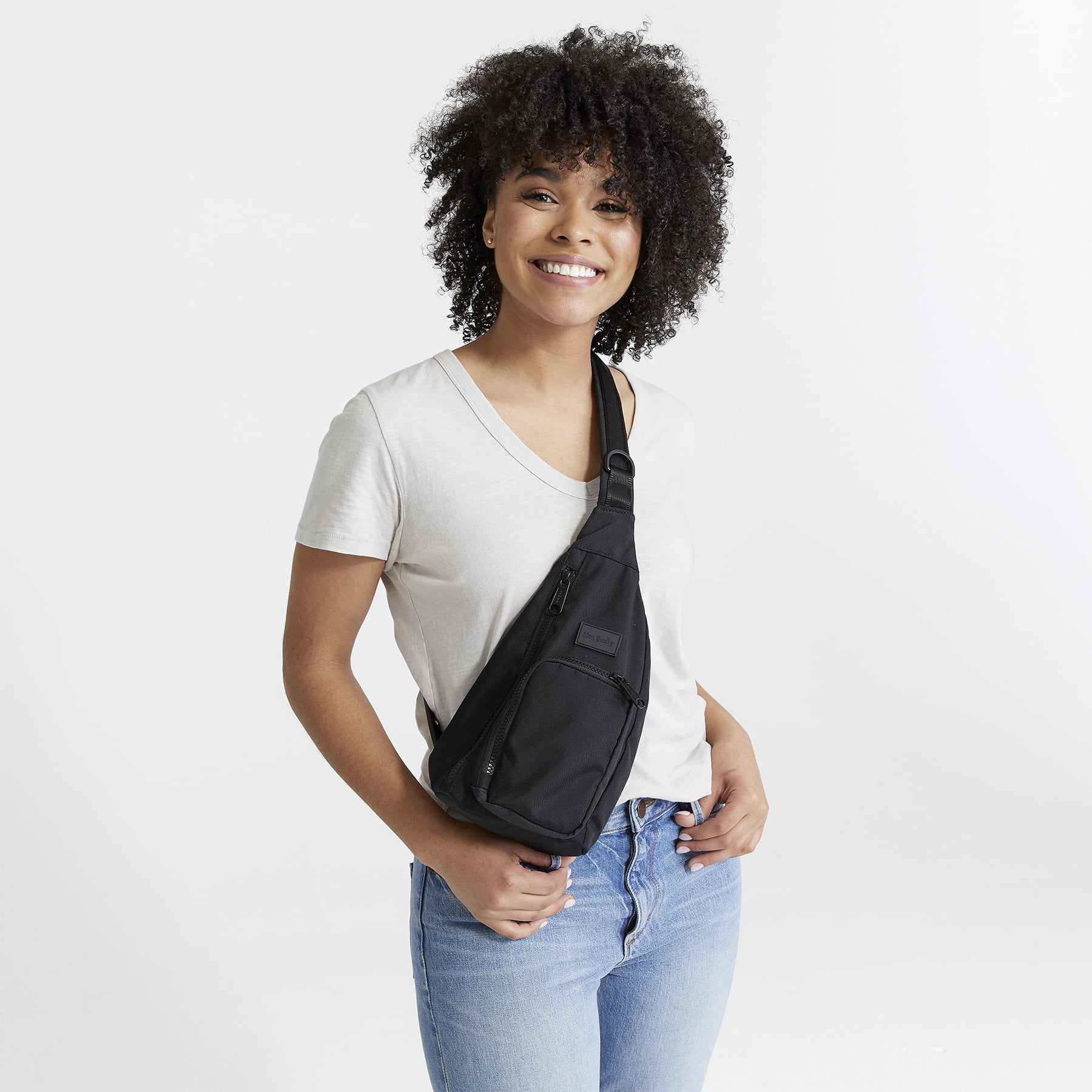 Vera Bradley ReActive Sling Backpack in Glass Vines Black White Recycled Utility Sling Backpack - Performance Twill | Vera Bradley  main image 2