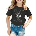 thumbnail image 2 of Uuszgmr Boys Girl Easter T Shirts Toddler Summer Children'S Cartoon Bunny Print Short Sleeve Round Neckd T Shirt For And Rabbit Graphic Tees Tops Black,Size:5-6 Years, 2 of 3