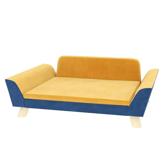 Small Dog Bed Sofa - Orange Plush Pet Couch with Washable Cover & Non-Slip Feet