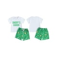 thumbnail image 2 of Suagox Toddler Boy  2 Pcs Clothes  Summer Outfit Letter Print Short Sleeve Tops with Golf Pattern Shorts for 0-24 Months And 2-3 Years Old, 2 of 10