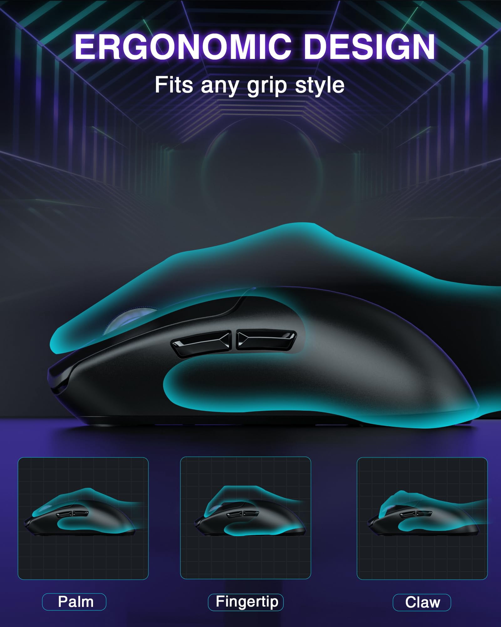 Sc580 Wireless Gaming Mouse  Tri-mode 2.4g/bt5.0/usb-c 12000 Dpi Rechargeable With 6 Buttons Computer For Laptop/pc/mac/tablet