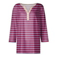 thumbnail image 5 of Blouses for Women Women's T Shirt Tee Print Button 3/4 Sleeve Daily Weekend Fashion Basic V- Neck Regular Top, 5 of 5