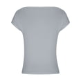thumbnail image 6 of Xdegoge T-Shirt for Women Boat Neck Short Sleeve Casual Daily Wear Slim Fit Ribbed Knit Fabric Stretchy Cropped Length Basic Solid Minimalist Soft Summer Jersey Tops, 6 of 7