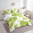 thumbnail image 3 of Homewish Boys Girls Green Leaves Bedding Comforter Set 7pcs,Tropical Floral Flowers Queen Bedding Sets Super Cozy,Botanical Plants Queen Sheet Sets,Breathable Home Decor,Reversible, 3 of 8