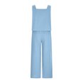 thumbnail image 5 of Women's Two Piece Outfits Sets Square Neck Sleeveless Tank Top Elastic Waist Wide Leg Pants Homewear Summer Vacation Set, 5 of 6