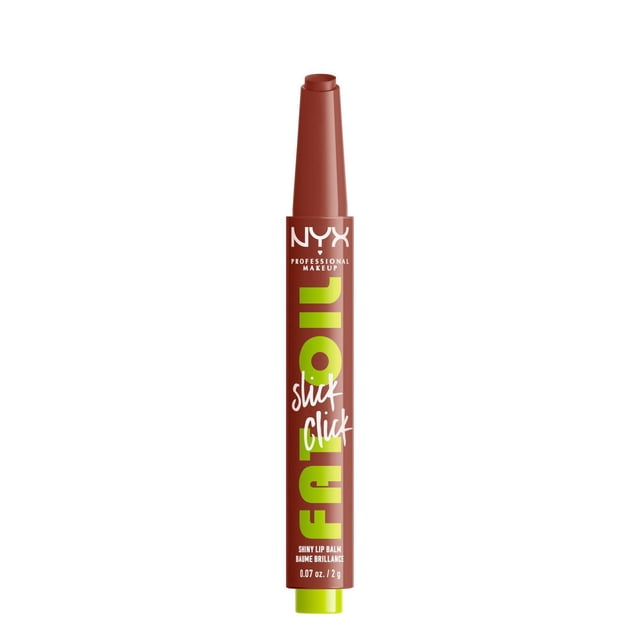 NYX PROFESSIONAL MAKEUP, Baume brillance Fat Oil Slick Click, Baume format bâton, Infusé d'huiles nourissantes, Fini haute brillance - Double Tap (Raspberry Pink)