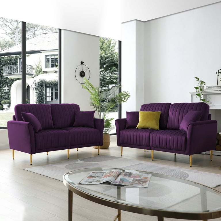 Purple Tufted Sofa Set Baci Living Room
