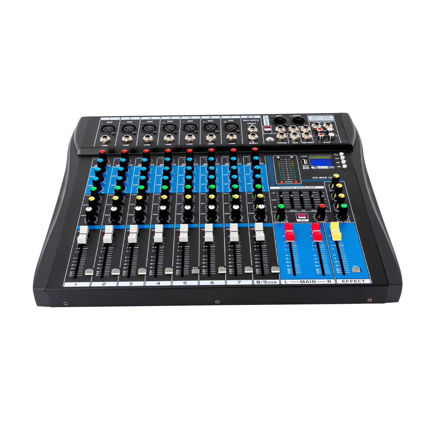 8 Channel Mixing Console Audio Mixer Bluetooth USB Audio Interface 48V Phantom Power Mixer Use for Stereo DJ Studio PC Recording Singing Webcast Party (8 Channel Mixer)