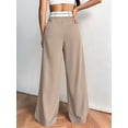 thumbnail image 4 of Women'S Wide Leg Pants Casual High Waisted Trousers Long Straight Suit Pant Khaki XS, 4 of 9