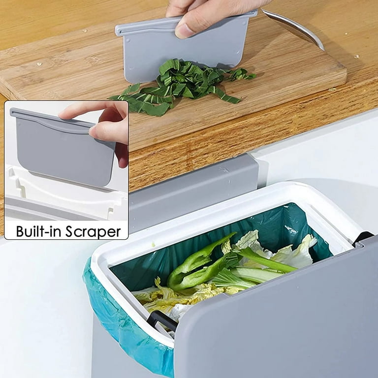 2.4 Gallon Kitchen Compost Bin with Lid, Under Sink Trash Can Recycling Bins  for Kitchen, Hanging Small Trash Can for Kitchen, Mountable Indoor Compost  Bucket 