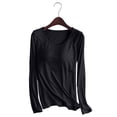thumbnail image 2 of zaveiop Fall Clearance Women's Clothing Sleep and Lounge Pajamas Tops Long Sleeve Crewneck Lightweight Tee Built in Bra Ladies Sleep Shirts (Black, XL), 2 of 8
