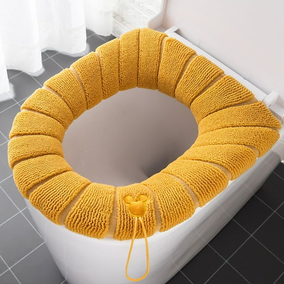 Thick Yellow Toilet Soft Warmer Pad Cushion Stretchable Washable Bathroom Toilet Seat Cover