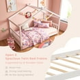 thumbnail image 6 of Costway Twin Size House Bed Frame with Roof Wooden Low Floor Bed No Box Spring Needed White, 6 of 10