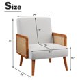 thumbnail image 4 of Andeworld Fabric Upholstered Accent Chair,Mid-century Armchairs with Rattan Armrests,Modern Living Room chairs for Bedroom Reading Room,Beige, 4 of 5