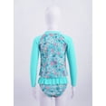 thumbnail image 3 of MSemis Girls Mermaid Swimsuit 2-Pieces Rash Guard Sets Bathing Suit, Size 3T-16 Green Flowers 6, 3 of 6
