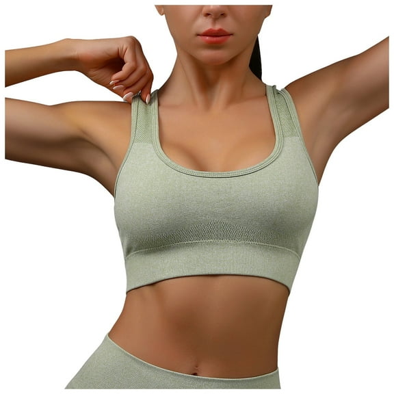 OSOLU Medium Impact Sports Bras For Women Workout Crop Tops With Removable Pads Yoga Racerback Bra Workout Sports High Support Comfortable Bralettes Green L