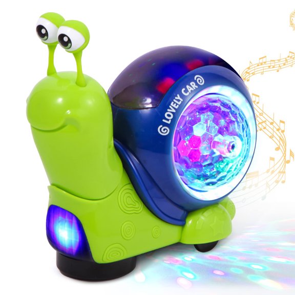 Glowing and Music Playing Crawling Snail, 2026 New Auto Moving Interactive Snail Play Dancing Musical ,ba by to ys 6-12 months,Green