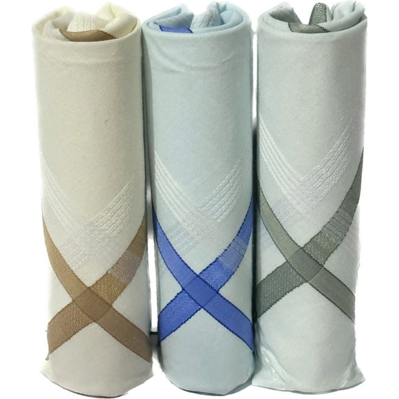 Royal Mart 03 Men's Cotton Handkerchief Set - 15+ inches, Light Striped, Multi-Color Handkerchief