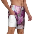 thumbnail image 3 of Goofa Purple And Pink Tulip Bouquet Printed Men's Swim Trunks Board Shorts Quick Dry Mens Swimming Trunks with Compression Liner,Breathable Fit Hawaii Beach Shorts-Medium, 3 of 9