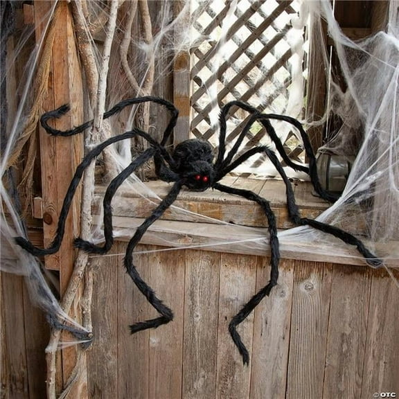 Morris Costumes - Large Poseable Hairy Black Spider Halloween Decoration 98 1/2" - One Size