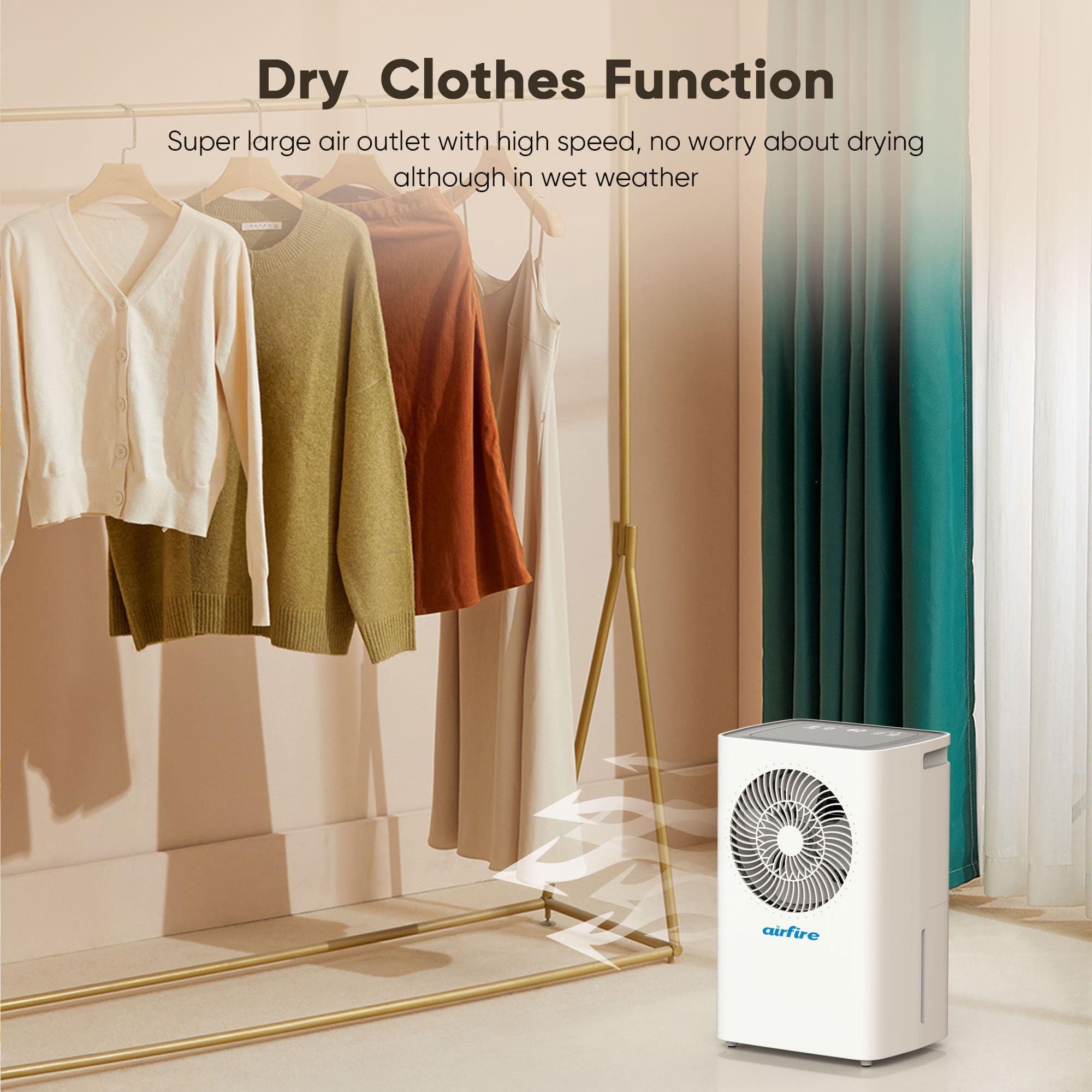 AIRFIRE 12 Pint Dehumidifiers, 1500 Sq.Ft Dehumidifier with Drain Hose, 0.59 Gal Water Tank, Overflow Protection, Dehumidifiers for Home Basement Bedroom Bathroom Laundry Room